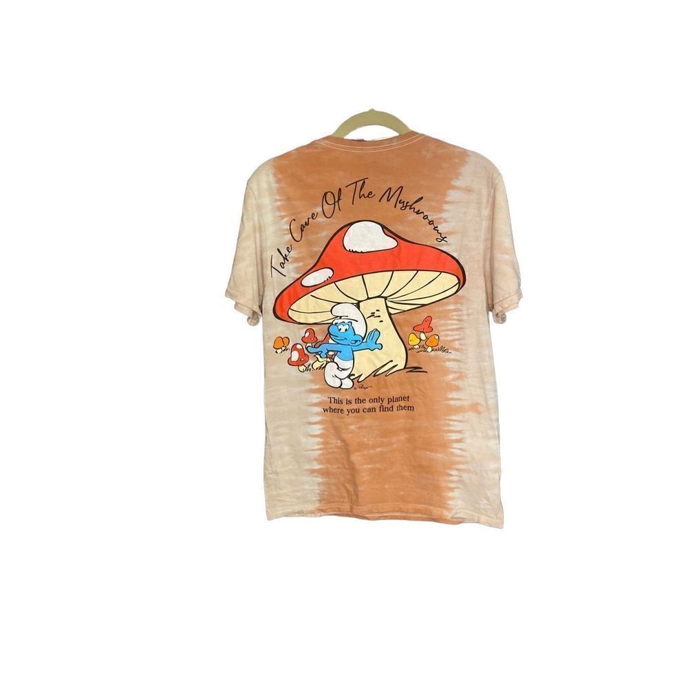 The Smurfs men’s short sleeve, take care of the mushrooms, T-shirt, med